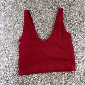 Red cropped tank top